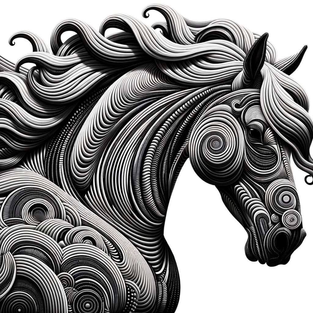 a horse, digital art, op art